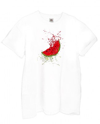 Boyfriend T-shirt FRUIT OF THE LOOM Watermelon σε λευκό χρώμα.